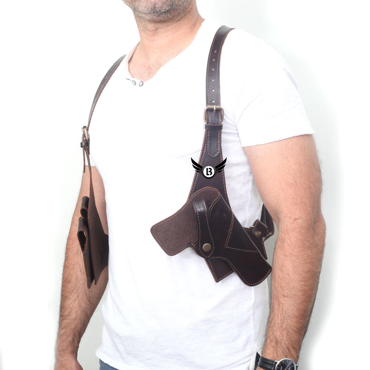 Cowhide Leather Vertical Concealed Holster Right and Left Handers Universal Size - Leather Bond