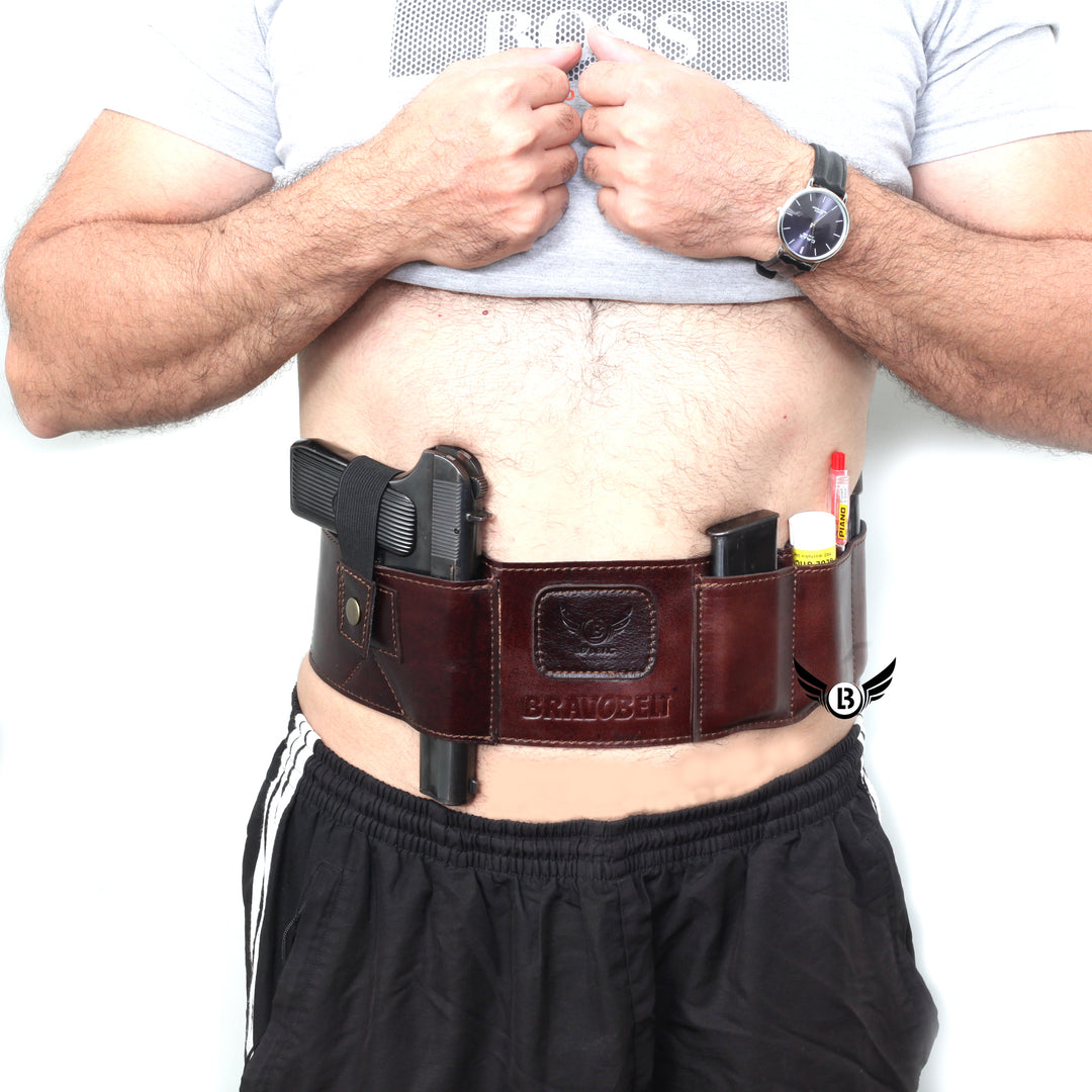 Cowhide Leather BRAVOBELT Belly Band Holster for Concealed Carry - Ambidextrous - Leather Bond