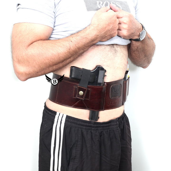Cowhide Leather BRAVOBELT Belly Band Holster for Concealed Carry - Ambidextrous - Leather Bond