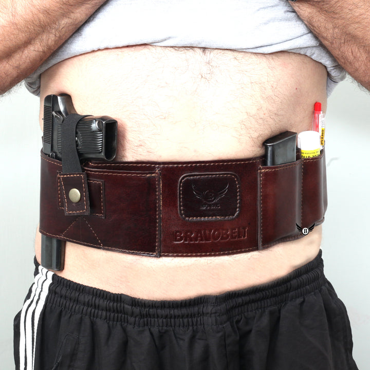 Cowhide Leather BRAVOBELT Belly Band Holster for Concealed Carry - Ambidextrous - Leather Bond