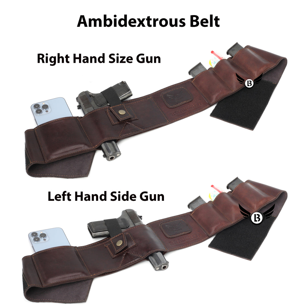 Cowhide Leather BRAVOBELT Belly Band Holster for Concealed Carry - Ambidextrous - Leather Bond