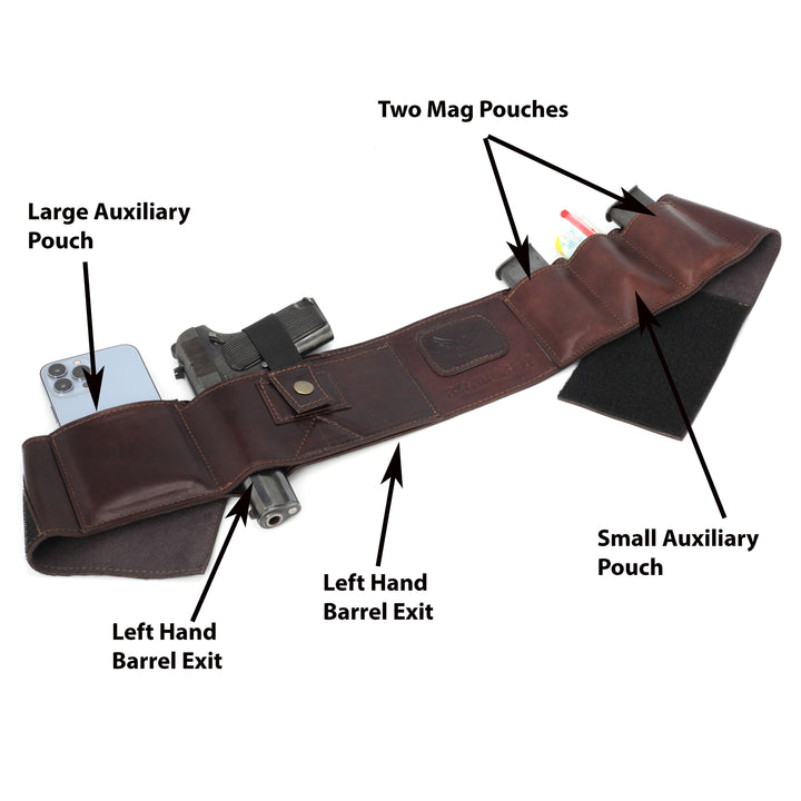 Cowhide Leather BRAVOBELT Belly Band Holster for Concealed Carry - Ambidextrous - Leather Bond