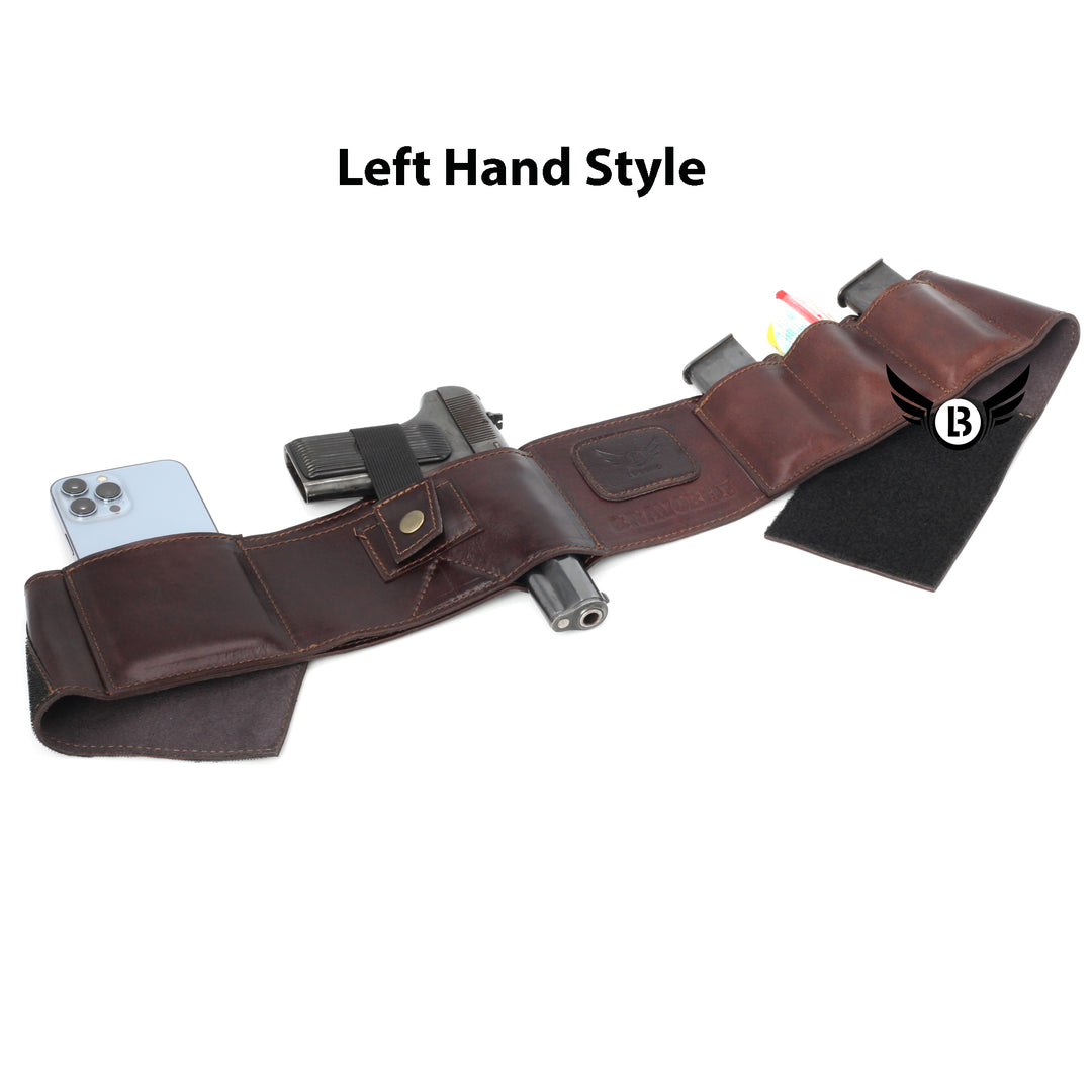 Cowhide Leather BRAVOBELT Belly Band Holster for Concealed Carry - Ambidextrous - Leather Bond