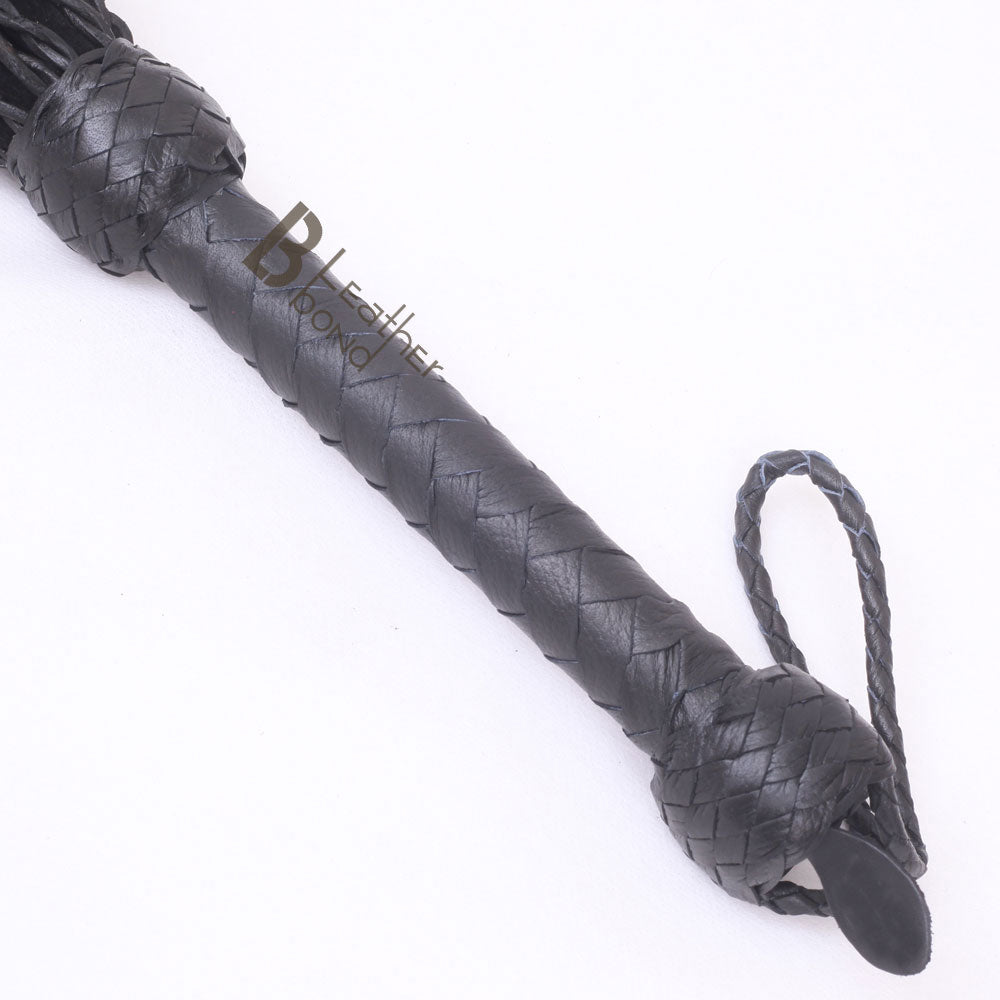 Real Genuine Cow Hide Suede Leather Flogger with Thorny Falls Black Heavy Duty
