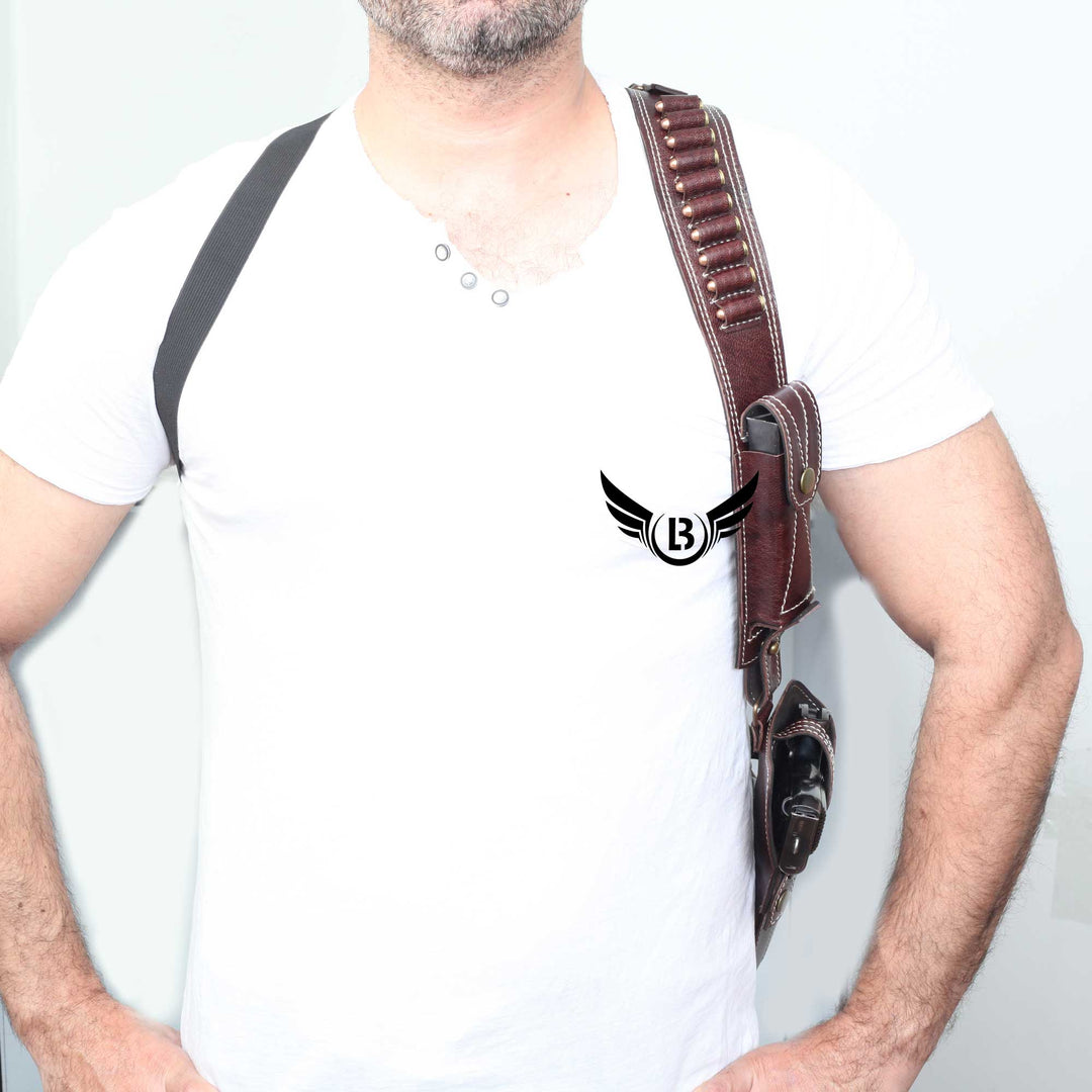 Cowhide Leather Vertical Concealed Holster Right Handers Universal Size - Leather Bond