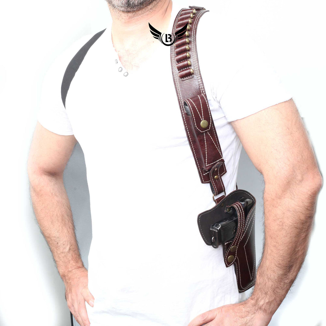 Cowhide Leather Vertical Concealed Holster Right Handers Universal Size - Leather Bond