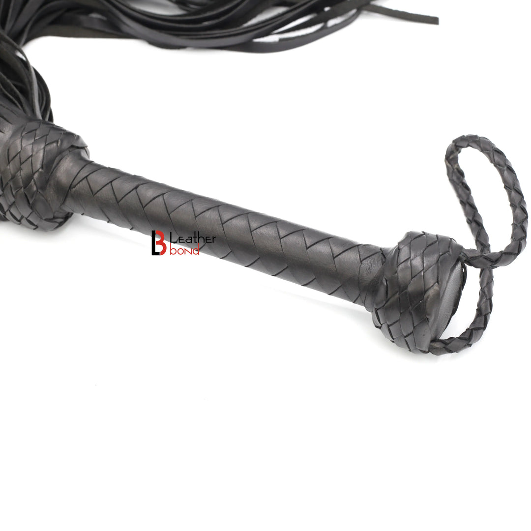 200 and 150 Falls Real Genuine Cow Hide Leather Flogger Black Heavy Duty Thuddy whip Leather Bond