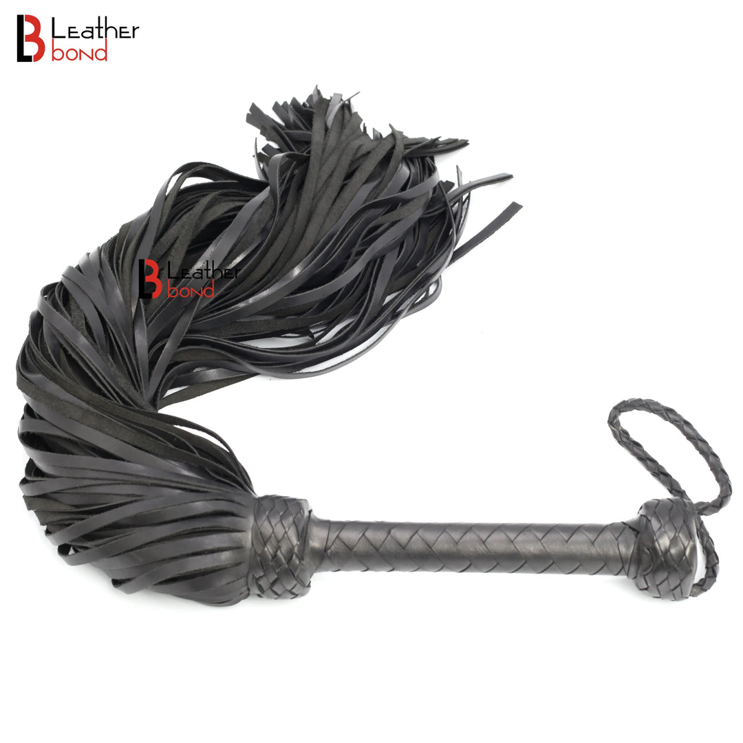 200 and 150 Falls Real Genuine Cow Hide Leather Flogger Black Heavy Duty Thuddy whip Leather Bond