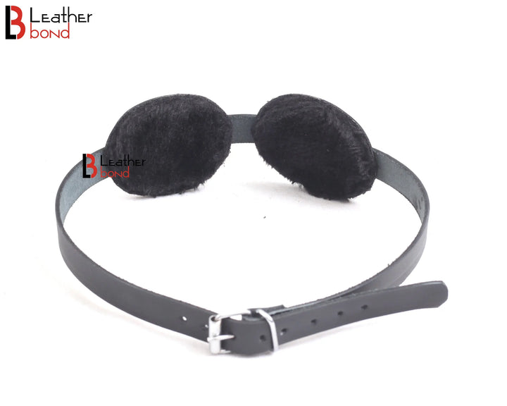 Blindfold Adjustable Aviator Style Real Cowhide Leather and Fur Lining Blind Fold For Fetish Play BDSM Play Bondage Restraint Leather Bond