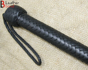 Bull Whip 3 Feet 16 Strands Cow Hide Real Leather Dragon Tail Single Tail Spanking Bullwhip Black