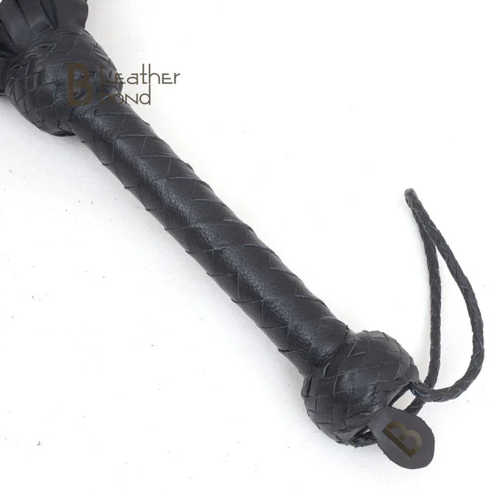 closeup of leather flogger handle