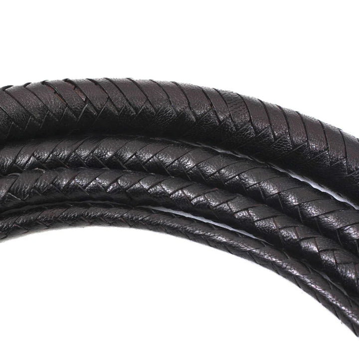 Leather Whip 6, 8, 10, 12, 14 & 16 Feet long 12 Strands Cowhide Leather Equestrian Black Bullwhip