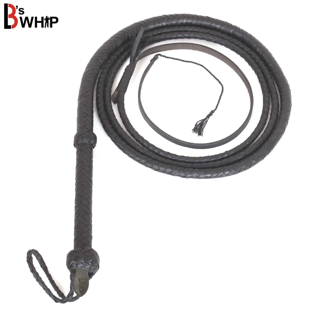 Indiana Jones Style 8 Feet Long 8 Plait  Leather Bullwhip Real Cowhide Leather Bull Whip Black LB's Whip