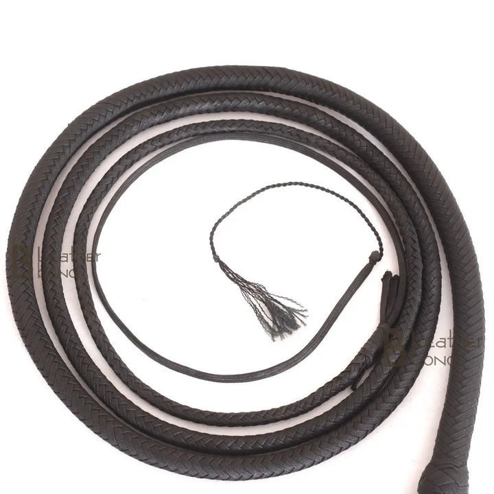 Indiana Jones Style Whip 06 to 12 Feet 12 Strands Bullwhip Para Cord Nylon Bull Whip Black - Leather Bond