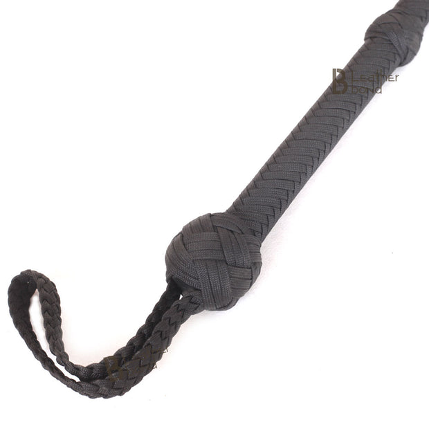 Indiana Jones Style Whip 06 to 12 Feet 12 Strands Bullwhip Para Cord Nylon Bull Whip Black - Leather Bond