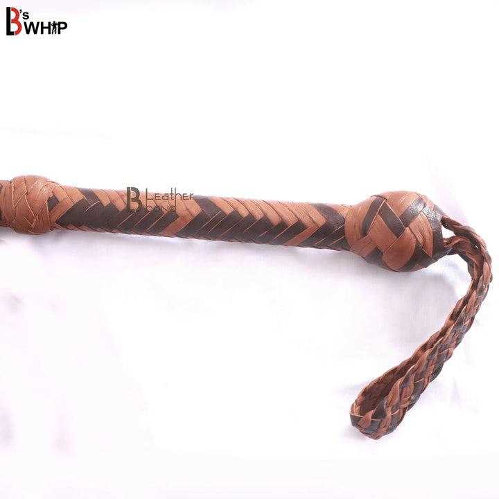 Indiana Jones Style 8 Foot 16 Plait Dark Brown Leather Bullwhip Real Cowhide Leather Bull Whip - Leather Bond