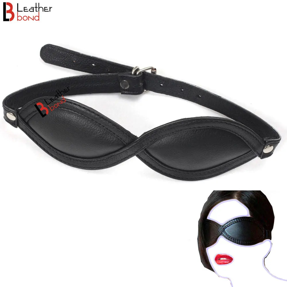 Blindfold Real Cowhide Leather and Soft Padded Blind Fold For Fetish Play BDSM Play Bondage Restraint Leather Bond