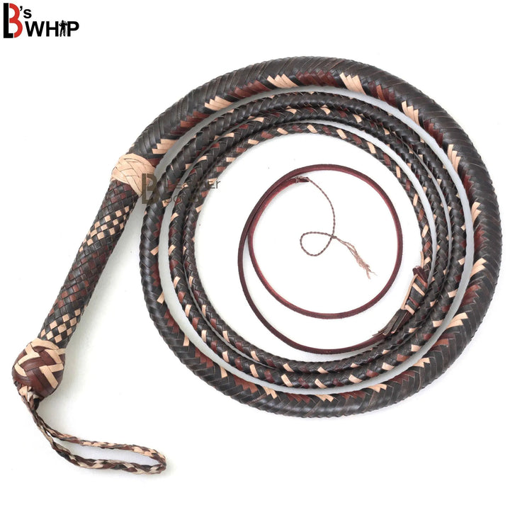 Bull Whip 6, 8, 10, 12, 14 & 16 Feet long 16 Strands Cowhide Leather Equestrian Bullwhip Indiana Jones - Leather Bond