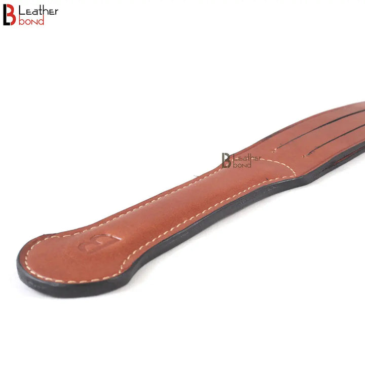 Spanking BDSM Paddle Slapper Real Cowhide Saddle Leather Thick, Lightweight and Flexible Hand Made 2 layer 6 slappers - Leather Bond