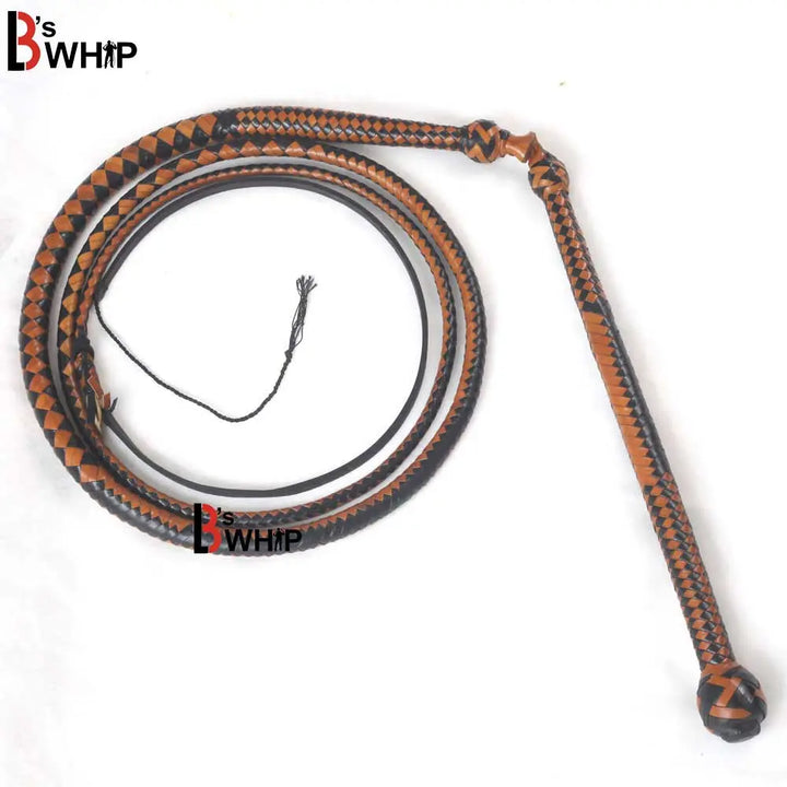 Brown & Black Stockwhip 04 Feet to 12 Feet long and 16 Plaits Kangaroo Hide Leather Equestrian Australian Stock Whip LB's Whip