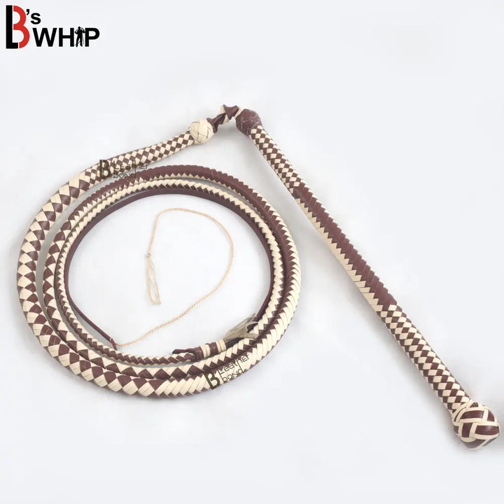 Stockwhip 04 Feet to 12 Feet long and 16 Plaits Kangaroo Hide Leather Equestrian Australian Stock Whip LB's Whip