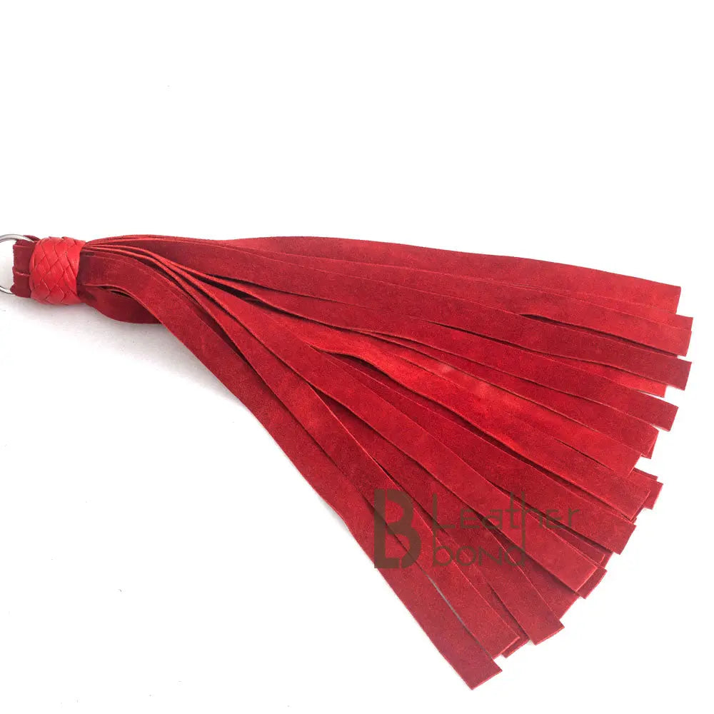 Real Genuine Cowhide Suede Leather Flogger Swivel Handle 25 Falls Red Nunchaku Flogger - Leather Bond