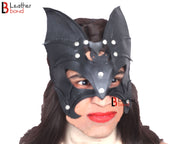 Genuine Cowhide Leather Batwoman Mask , Halloween Mask , BDSM Fetish Mask , Catwoman Mask , Handmade Mask