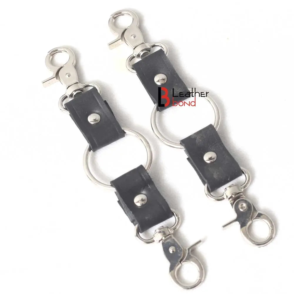 Set of Two Way Bondage Hog Tie Connector Two way Swivel Snap Clips and Leather Straps Total 8 inches long Leather Bond