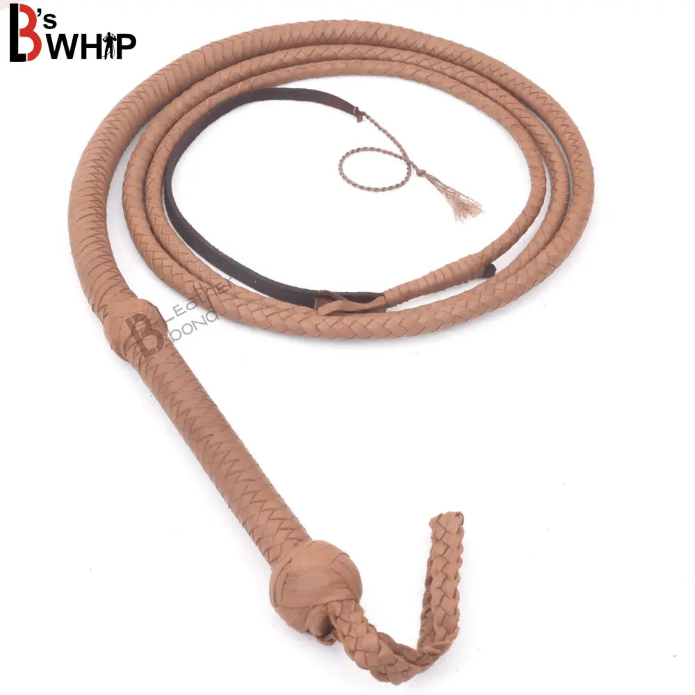 Indiana Jones Style 10 Foot 8 Plait Natural Tan Leather Bullwhip Real Cowhide Leather Bull Whip - Leather Bond