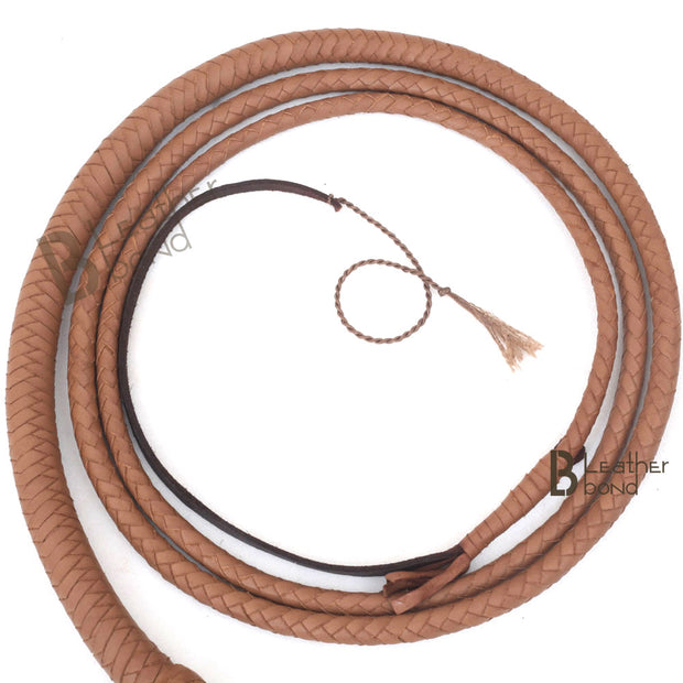 Indiana Jones Style 5 Foot 8 Plait Natural Tan Brown Leather Bullwhip Real Cowhide Leather Bull Whip - Leather Bond