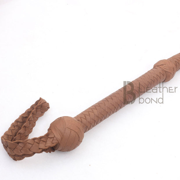 Indiana Jones Style 8 Feet Long 8 Plait Natural Tan Leather Bullwhip Real Cowhide Leather Bull Whip - Leather Bond