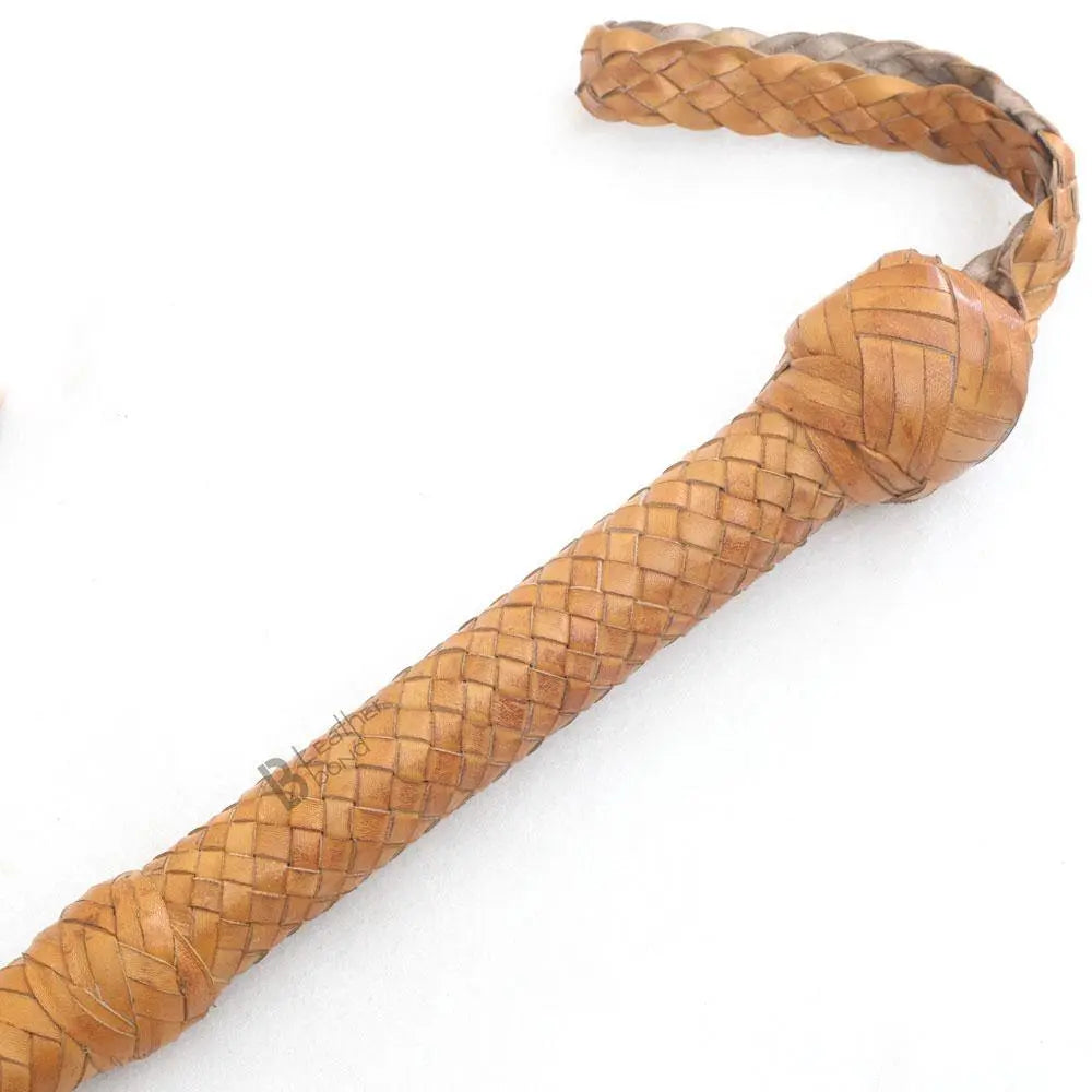 Bull Whip 6, 8, 10, 12, 14 & 16 Feet long 16 Strands Kangaroo Hide Tan Leather Equestrian Bullwhip Leather Belly and Bolster Inside, Indiana Jones - Leather Bond