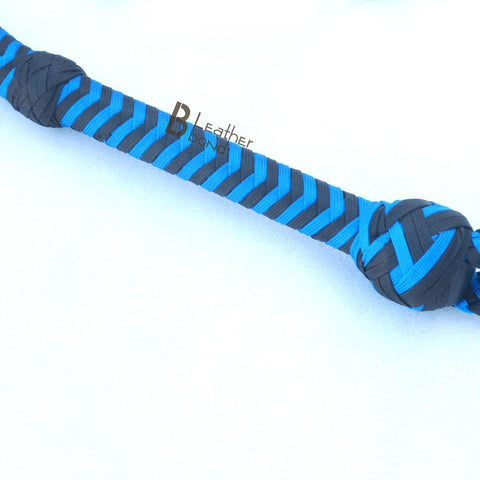 Blue Black Paracord Bullwhip 06, 08, 10 & 12 Feet long 12 Strands Bullwhip Para Cord Nylon Bull Whip - Leather Bond