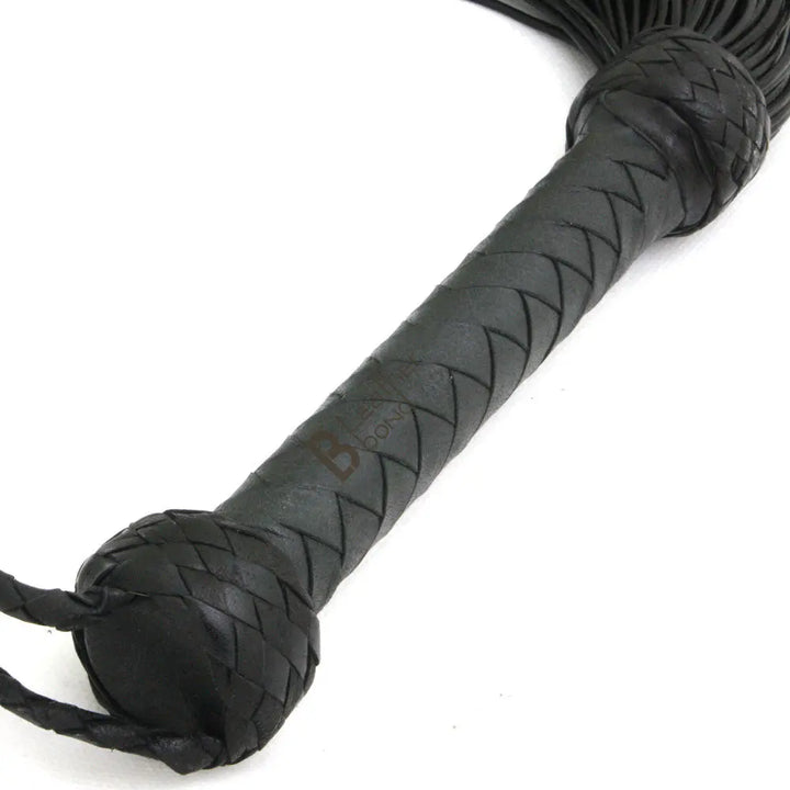 Real Genuine Cow Hide Leather Lace Flogger 100 Falls Black Heavy & Stingy Whip - Leather Bond