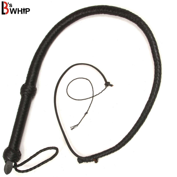 Indiana Jones Style 3 Foot 8 Plait Leather Bullwhip Real Cowhide Leather Bull Whip Black