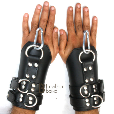 Real Cowhide Leather Bondage Suspension Wrist Cuffs Heavy Duty and durable - Leather Bond